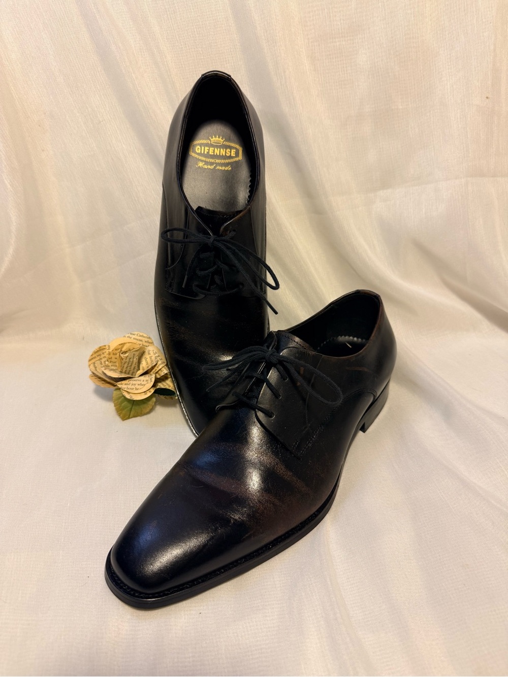 Handmade Black Leather Derby Shoes for Men